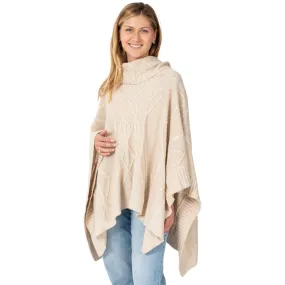 Ivory Cable Knit Sweater Poncho