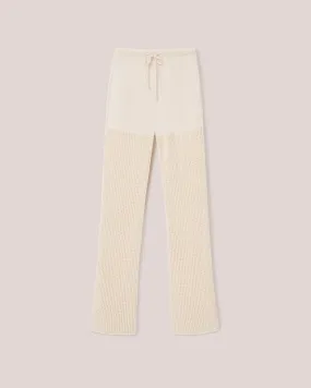 Kaela - Cotton-Crochet Loose Textured Trousers - Creme