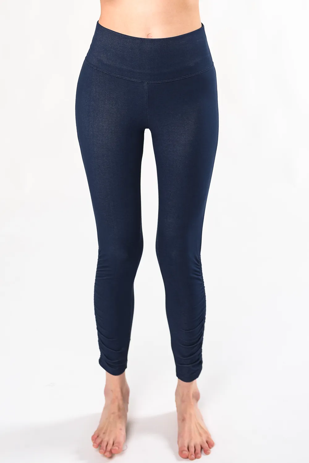 Kara Ruched Organic Cotton Jegging - Blue Denim