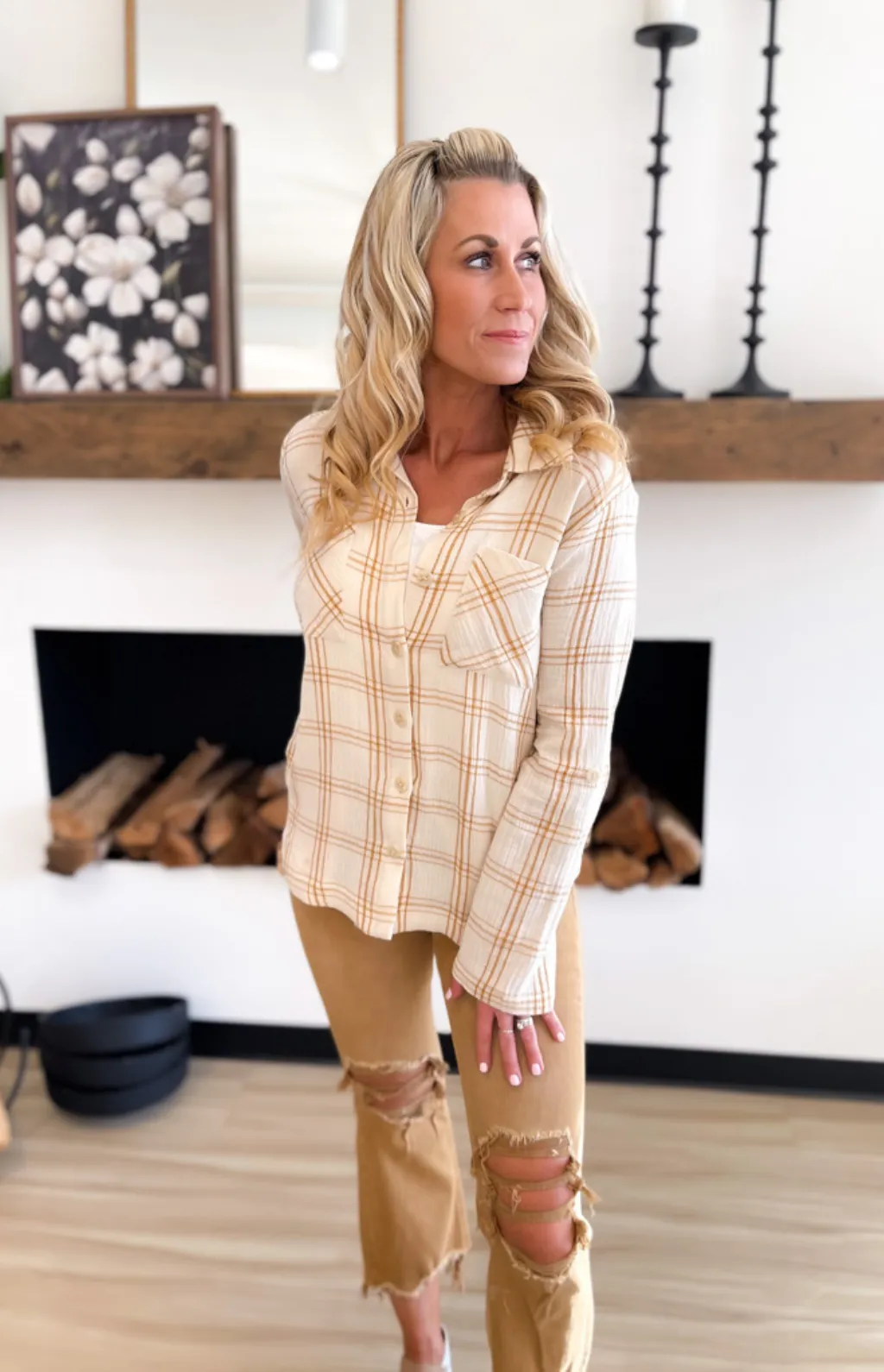 Kennedy Button Up Plaid Top