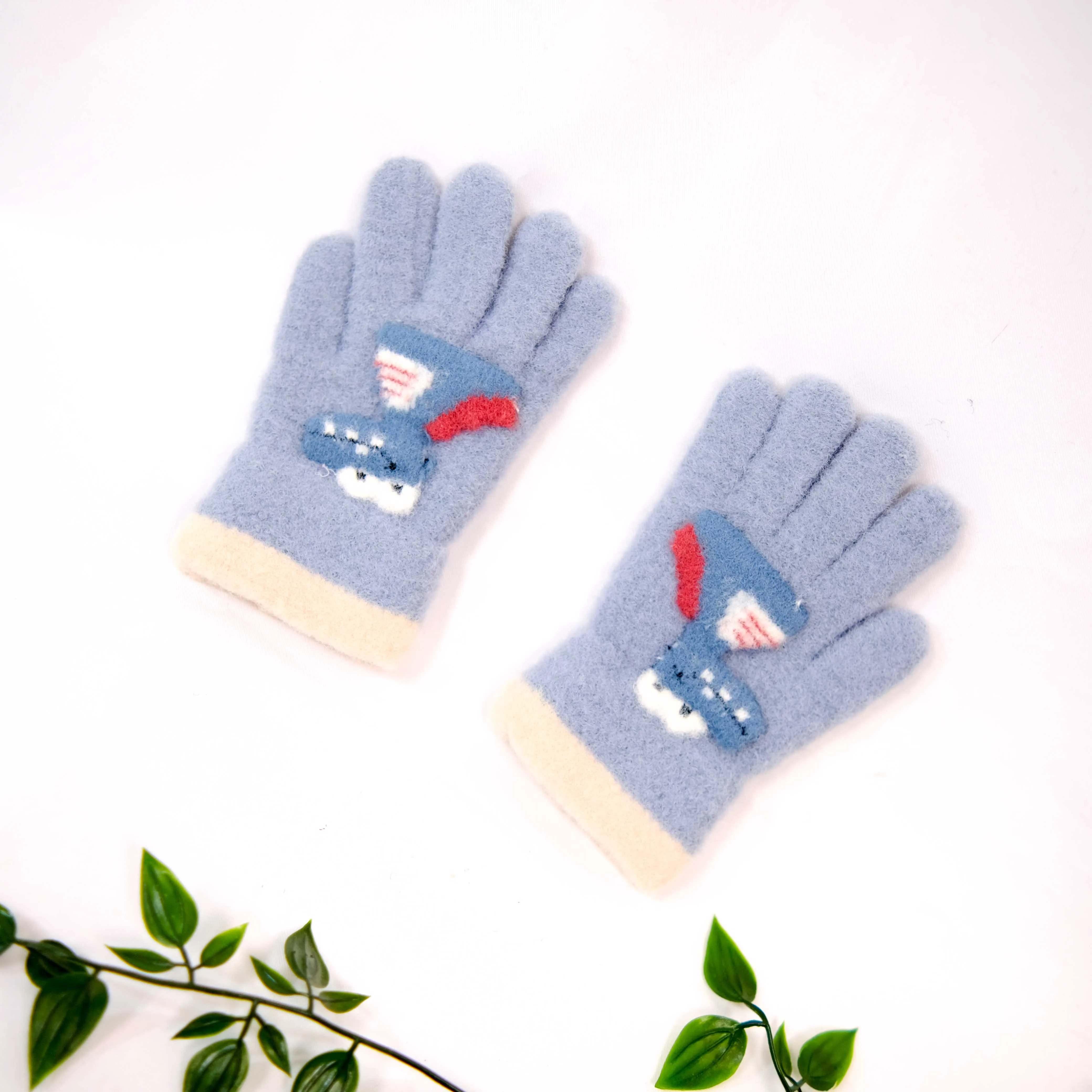 Kids Dino Fleece Lined Gloves