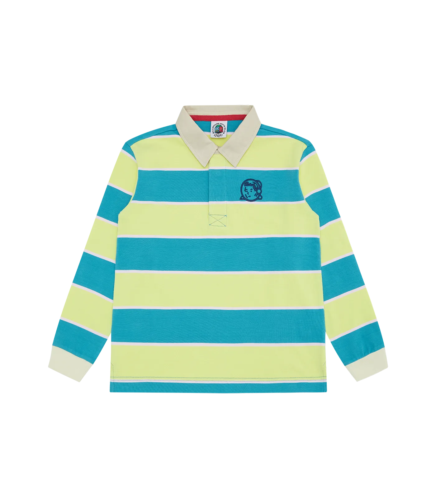 KIDS STRIPED L/S RUGBY SHIRT - TEAL