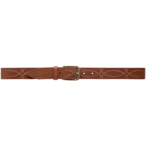 Leather belt with a beautiful western pattern / 15840 - Cognac