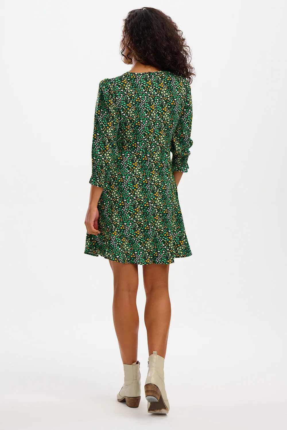 Lorelei Dress - Black/Green, Ditsy Floral