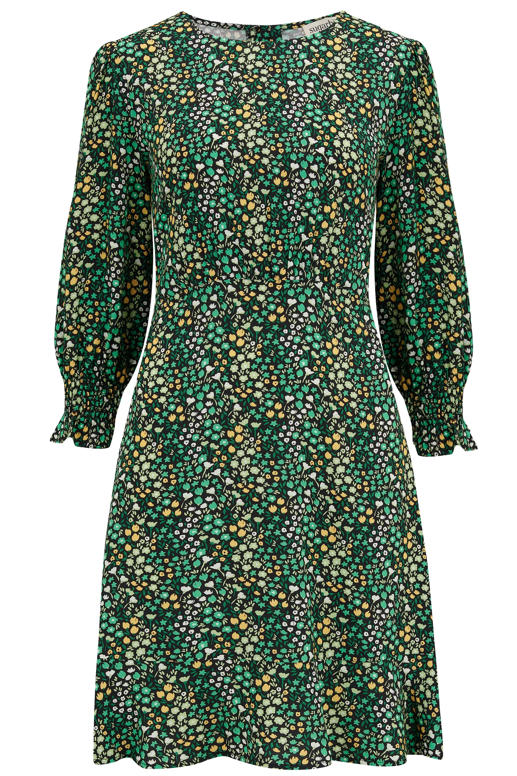 Lorelei Dress - Black/Green, Ditsy Floral