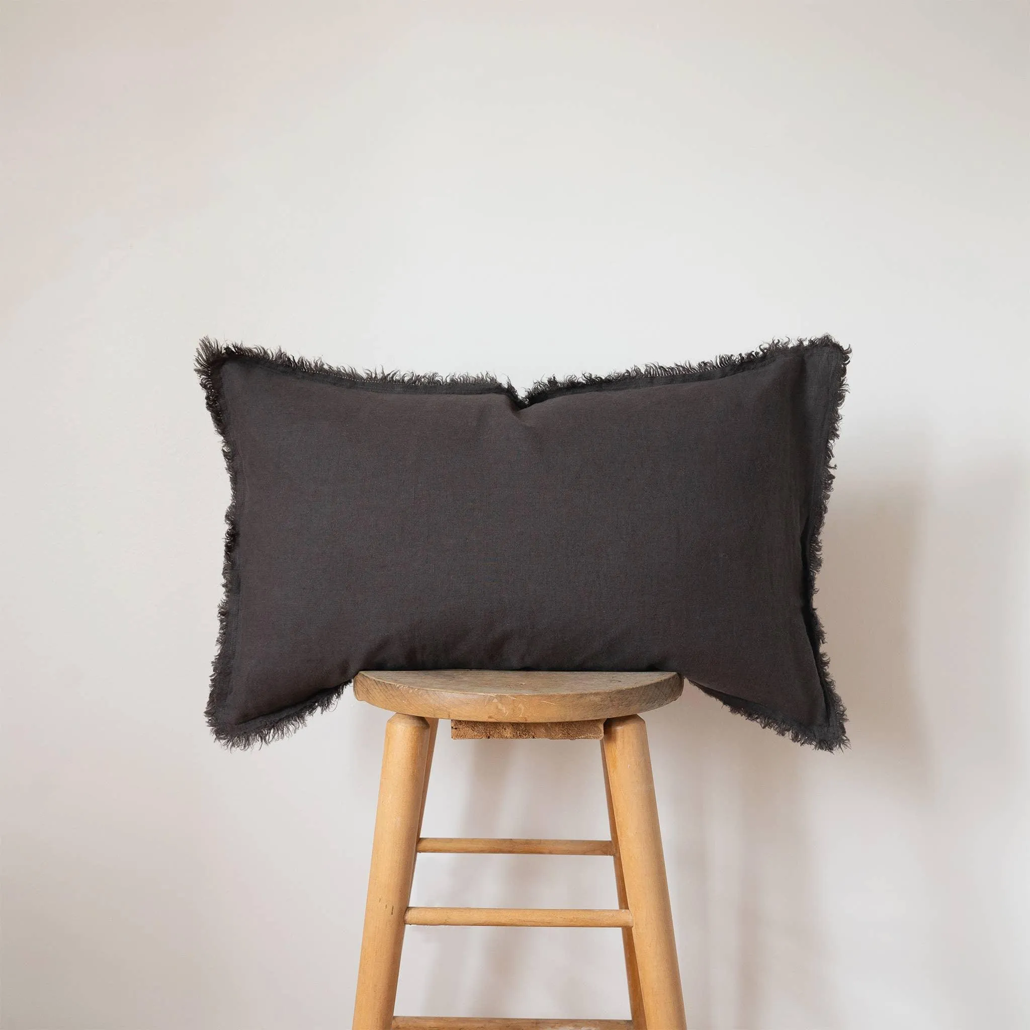 Lumbar Fringed Linen Pillow (Various Colors)