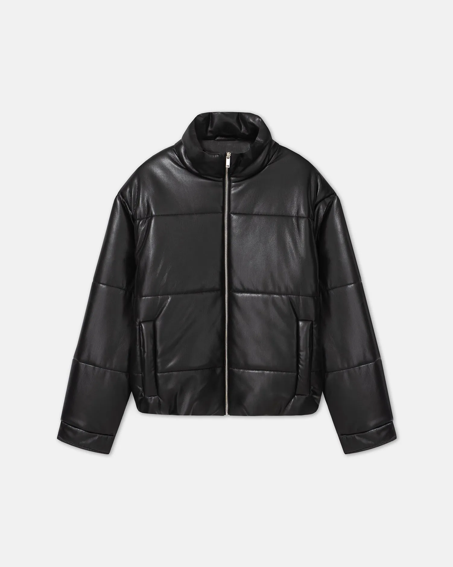 Marron - Okobor™ Alt-Leather Puffer Jacket - Black