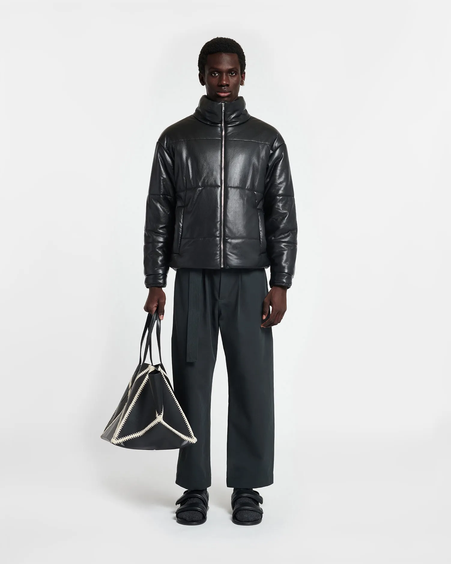 Marron - Okobor™ Alt-Leather Puffer Jacket - Black