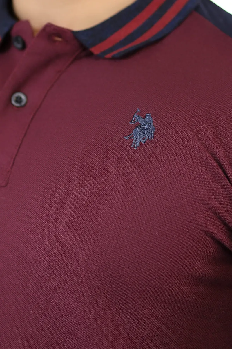 Men Collared Polo Shirt Maroon