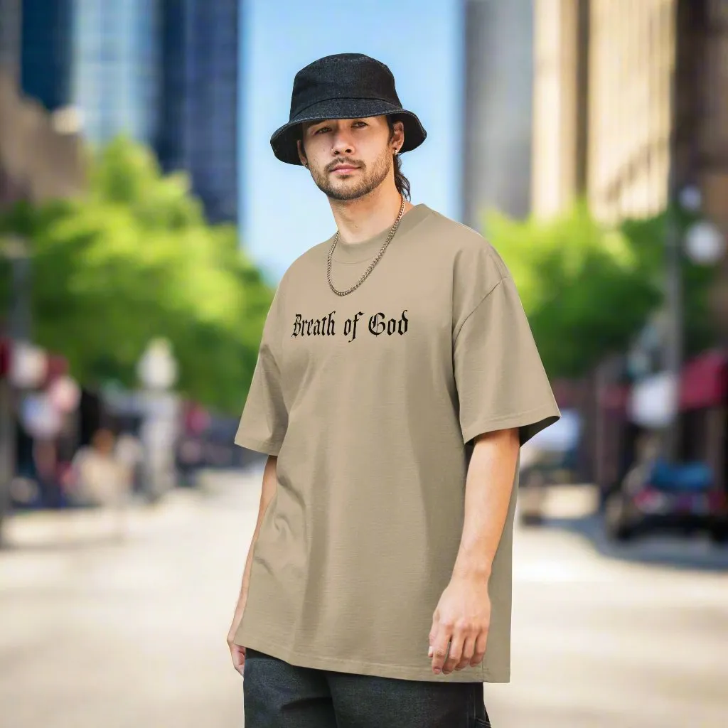 Men's Breath Of God Text Oversized Faded Concept Tee