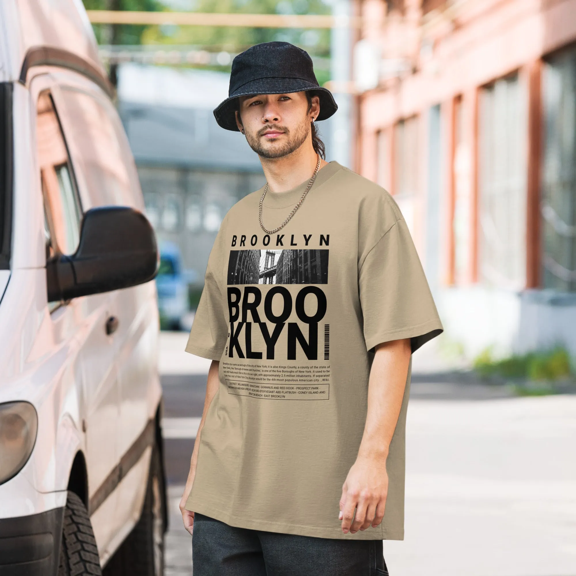 Men's Brooklyn NY City Theme Oversized Faded T-shirt