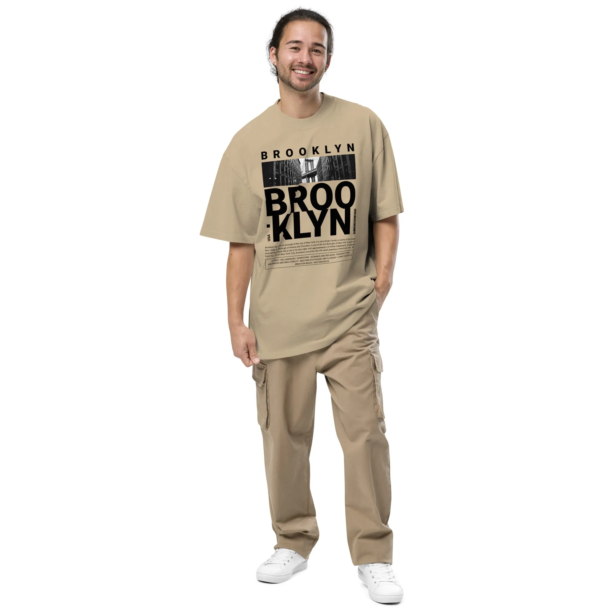 Men's Brooklyn NY City Theme Oversized Faded T-shirt