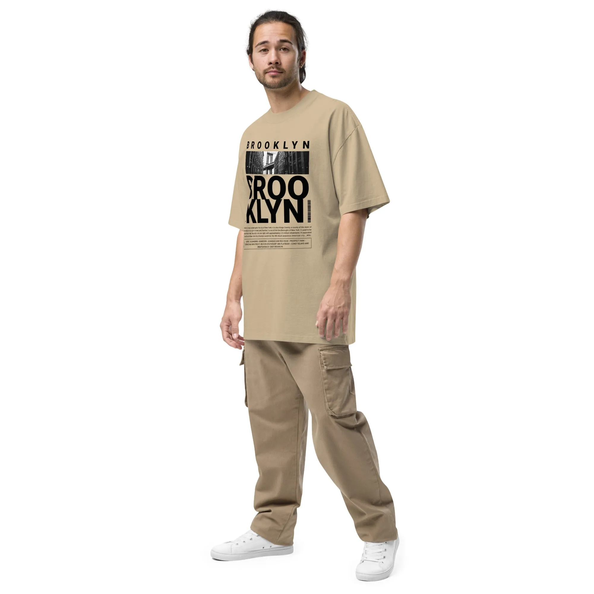 Men's Brooklyn NY City Theme Oversized Faded T-shirt