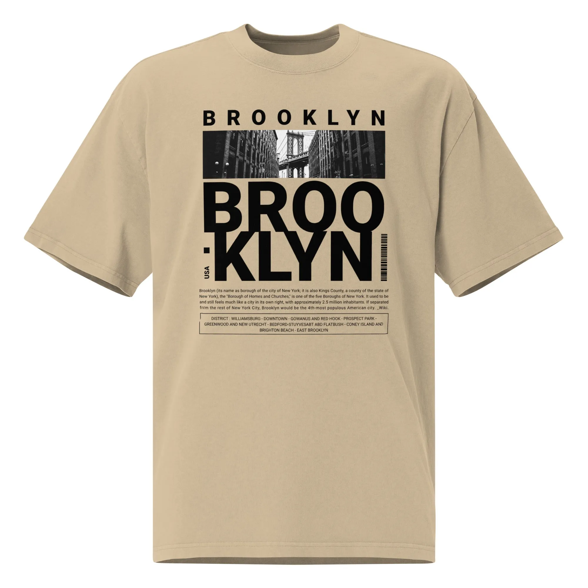 Men's Brooklyn NY City Theme Oversized Faded T-shirt