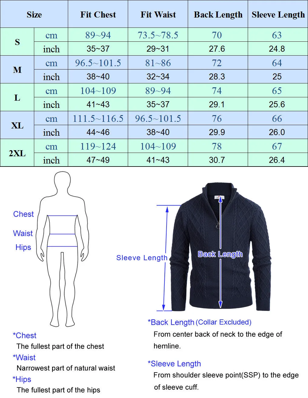 Men's Casual Quarter-Zip Sweaters Cable Knit Thermal Pullover