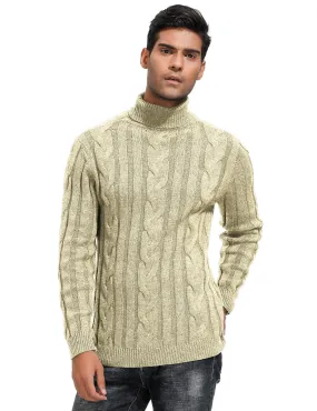 Men's Casual Turtleneck Sweaters Cable Knit Thermal Pullover Sweater