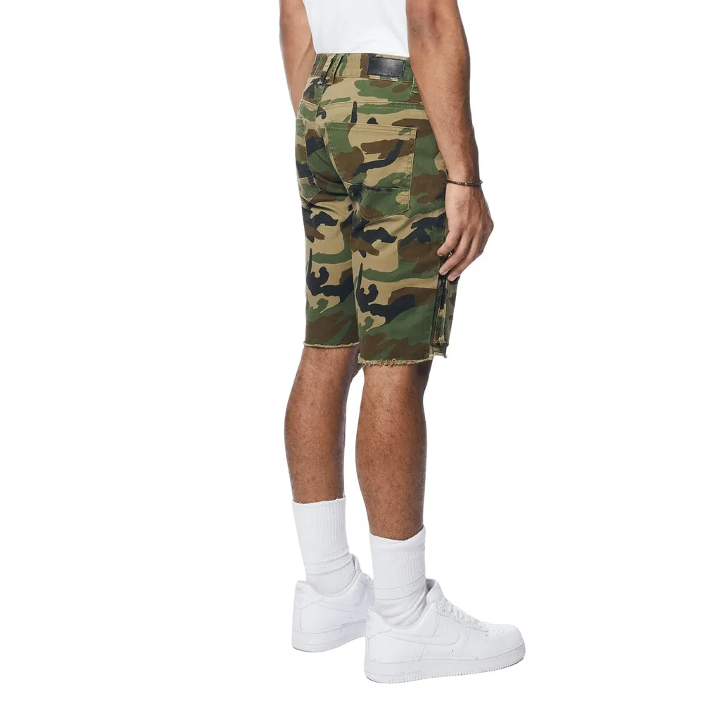 Multi Cargo Twill Shorts - Wood Camo