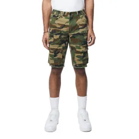 Multi Cargo Twill Shorts - Wood Camo