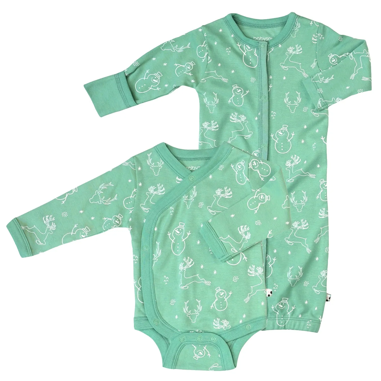 Newborn Baby Organic Snaps Gown Kimono Bodysuit Set