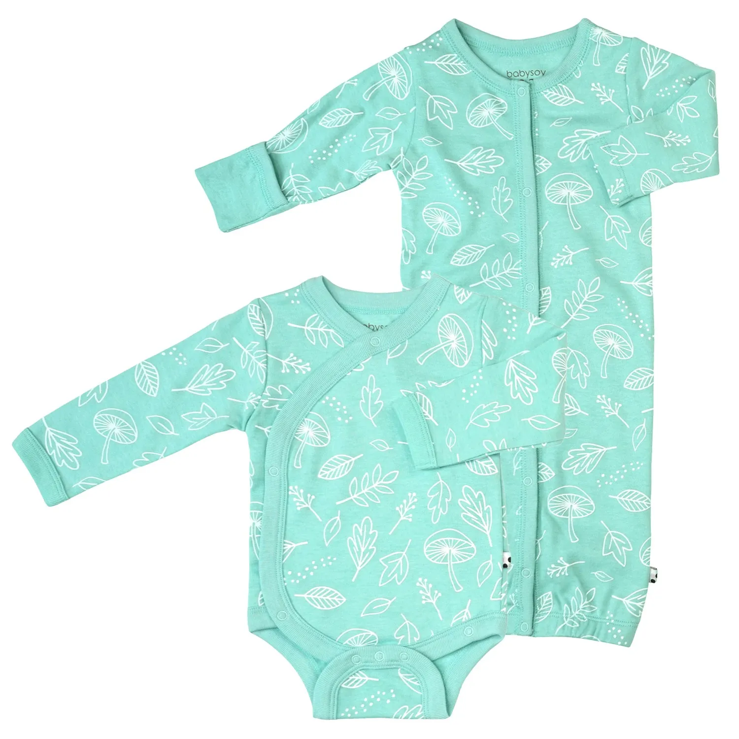 Newborn Baby Organic Snaps Gown Kimono Bodysuit Set