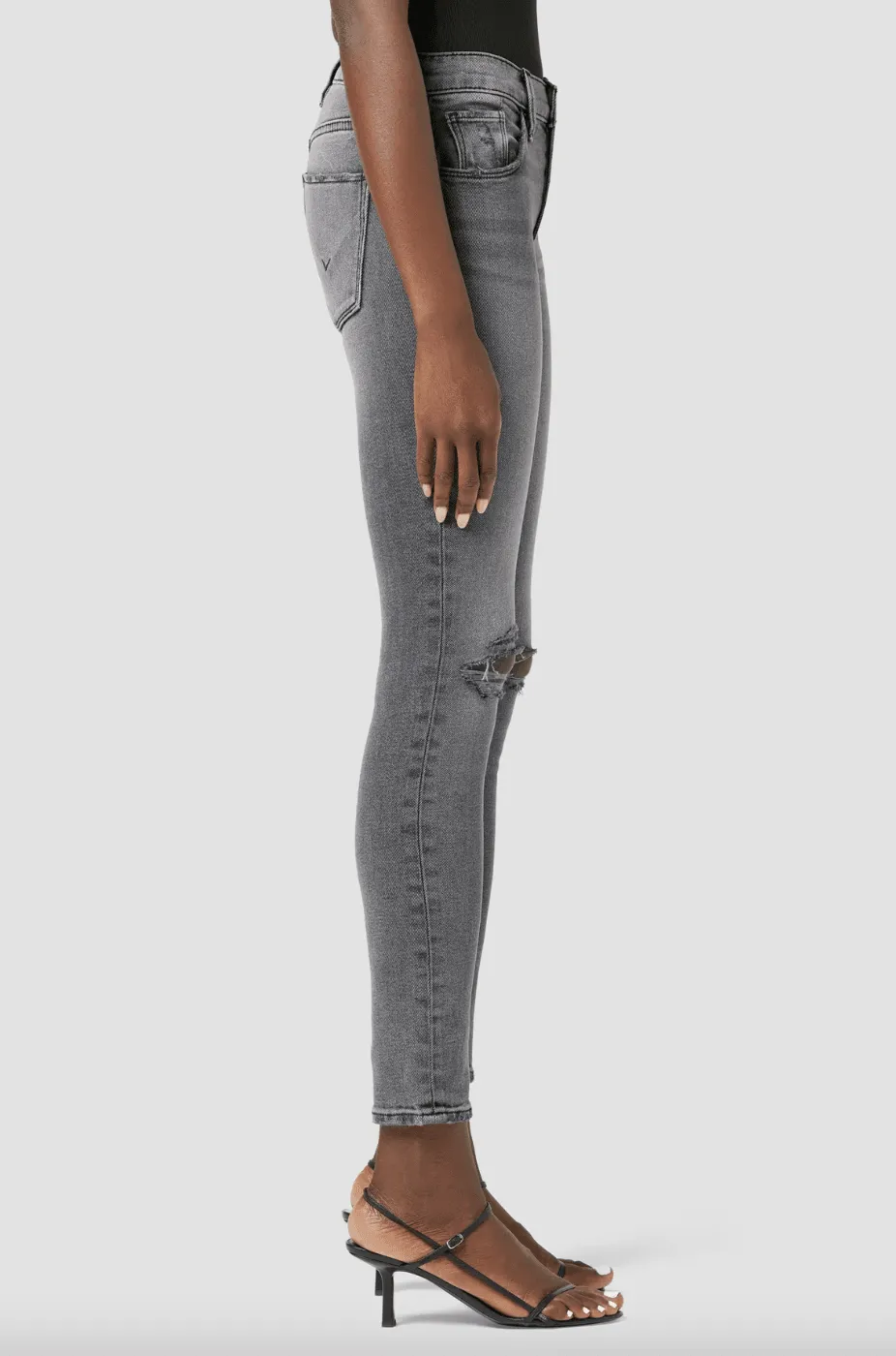 Nico Midrise Super Skinny Ankle Jean in Stone Grey by Hudson