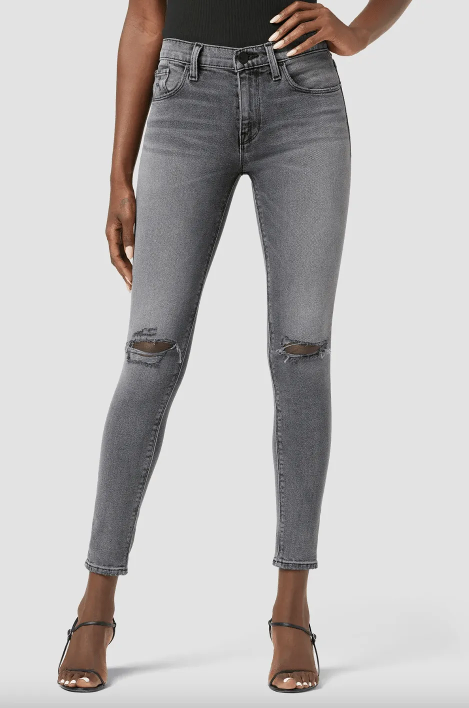 Nico Midrise Super Skinny Ankle Jean in Stone Grey by Hudson