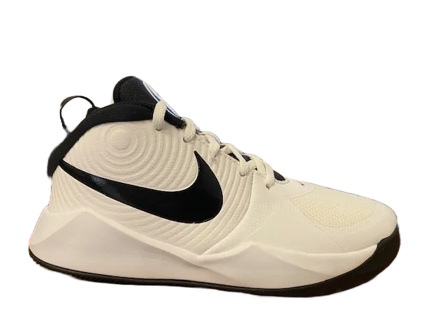 Nike Team Hustle 9 AQ4224 100 white black boys basketball shoe