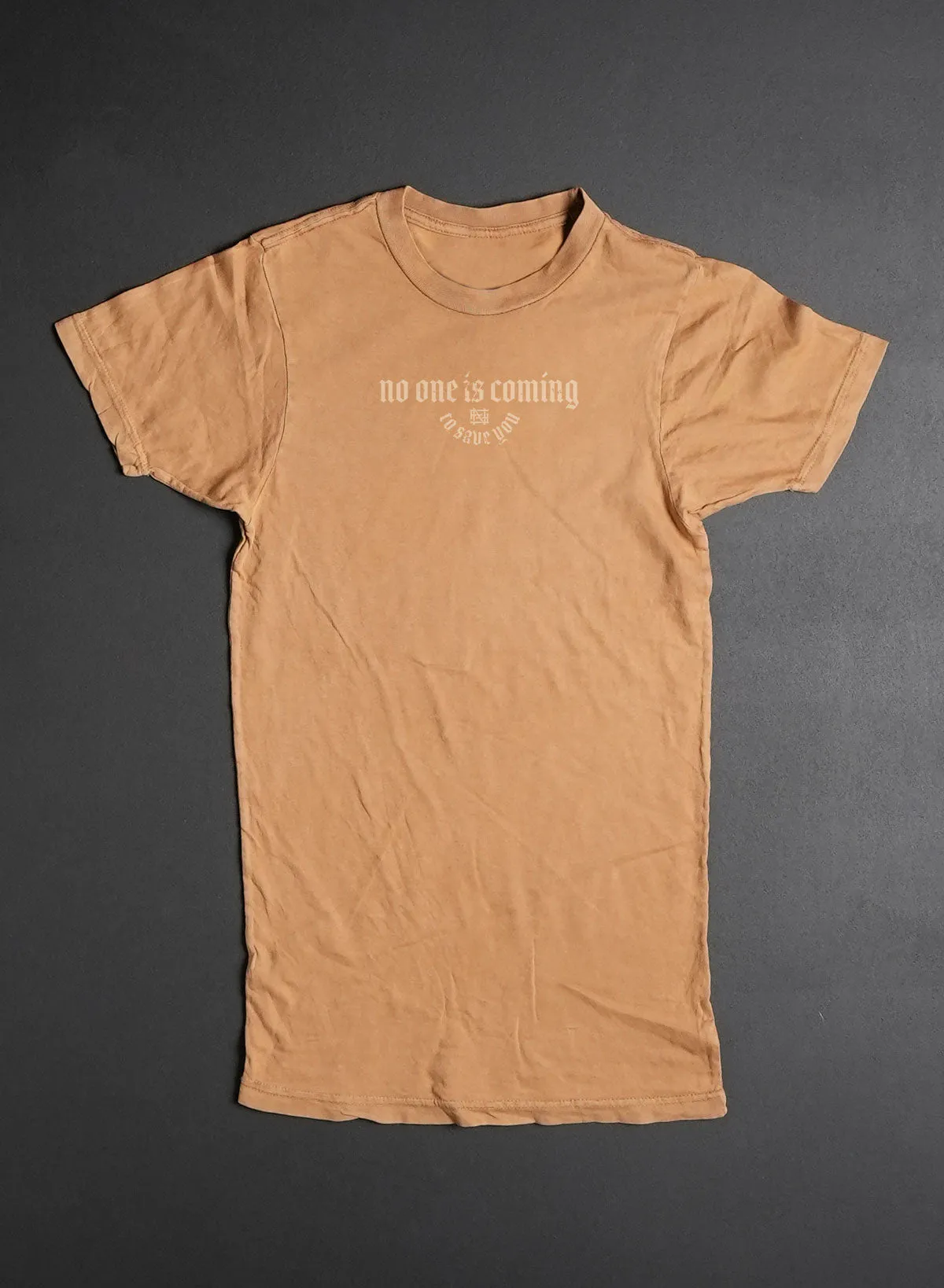 NO ONE IS COMING OVERSIZED TEE- CAMEL