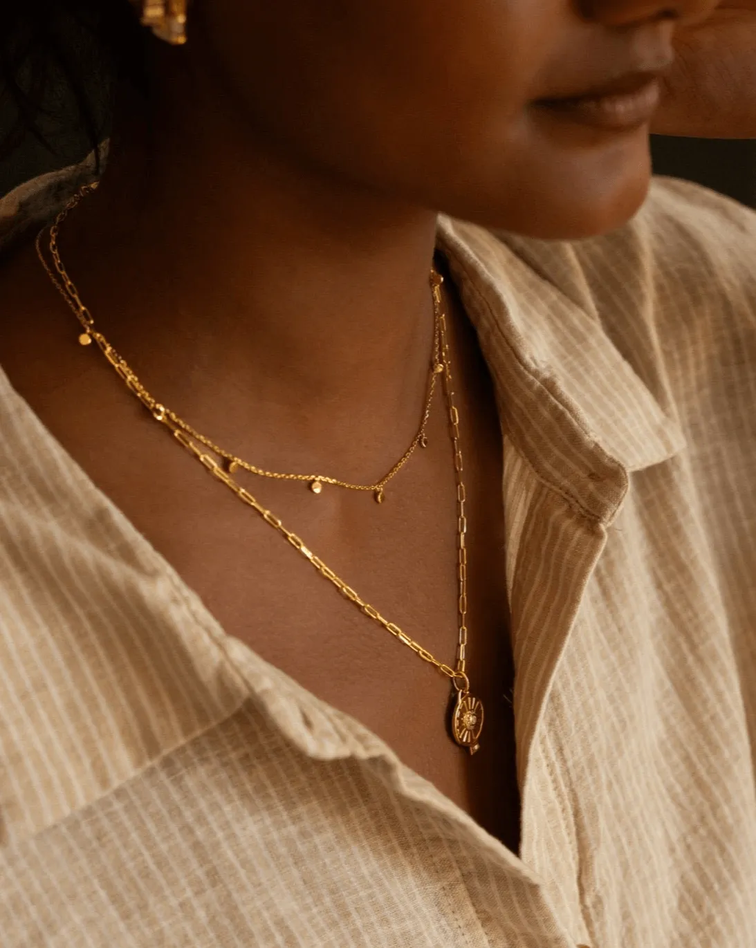 Nouveaux Mini Disc Necklace - Gold Vermeil