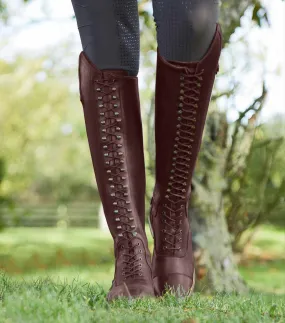 PEI Maurizia Lace-up Tall Riding Boots (Dark Brown)