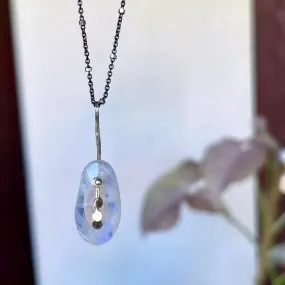 Pendulum dots oval rainbow moonstone necklace