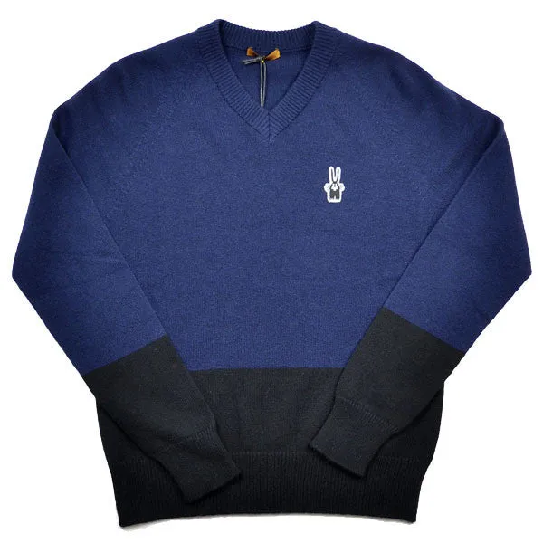 Peter Jensen – Unisex V Neck Jumper – Navy / Black