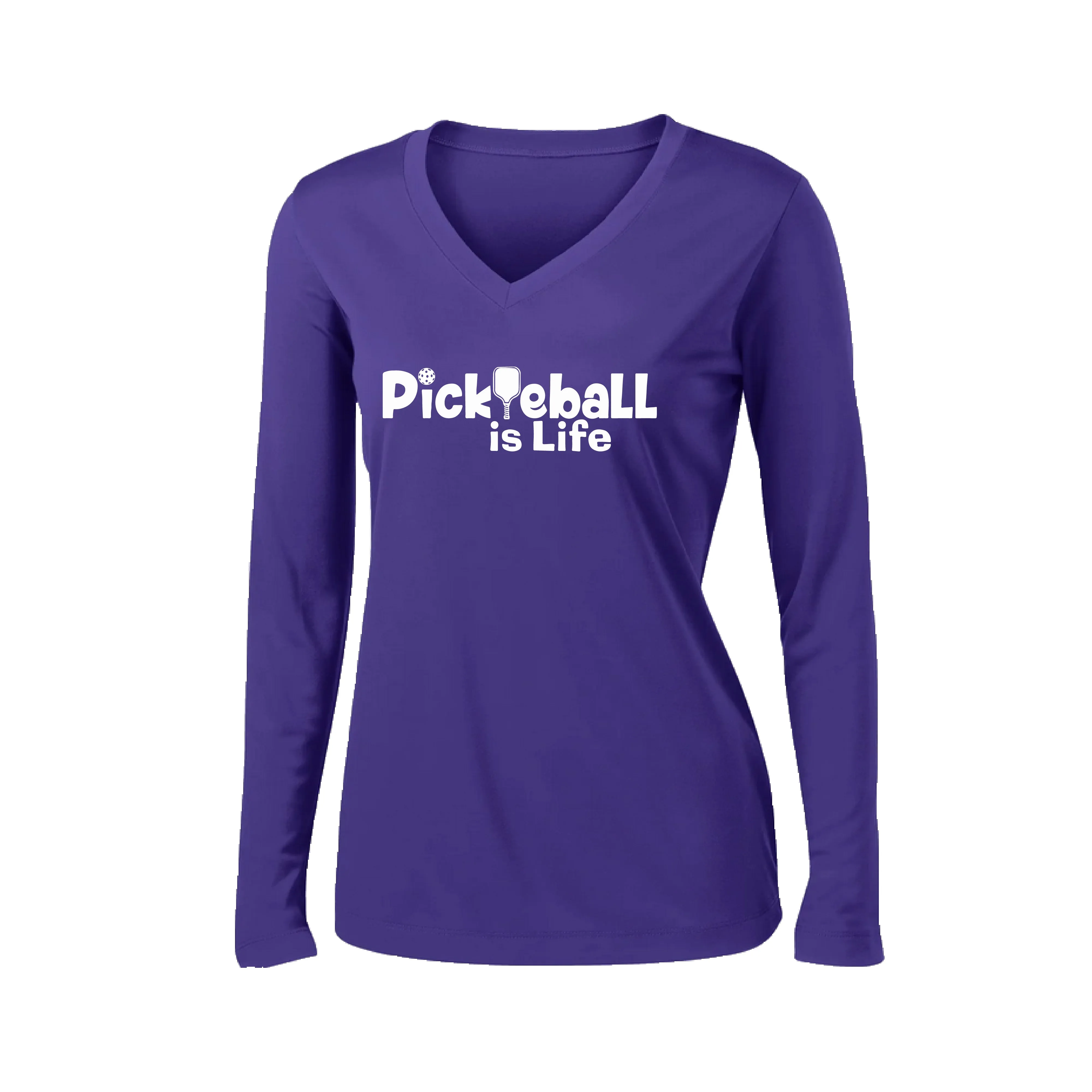 Pickleball Is Life | Women's Long Sleeve V-Neck Pickleball Shirts | 100% Polyester