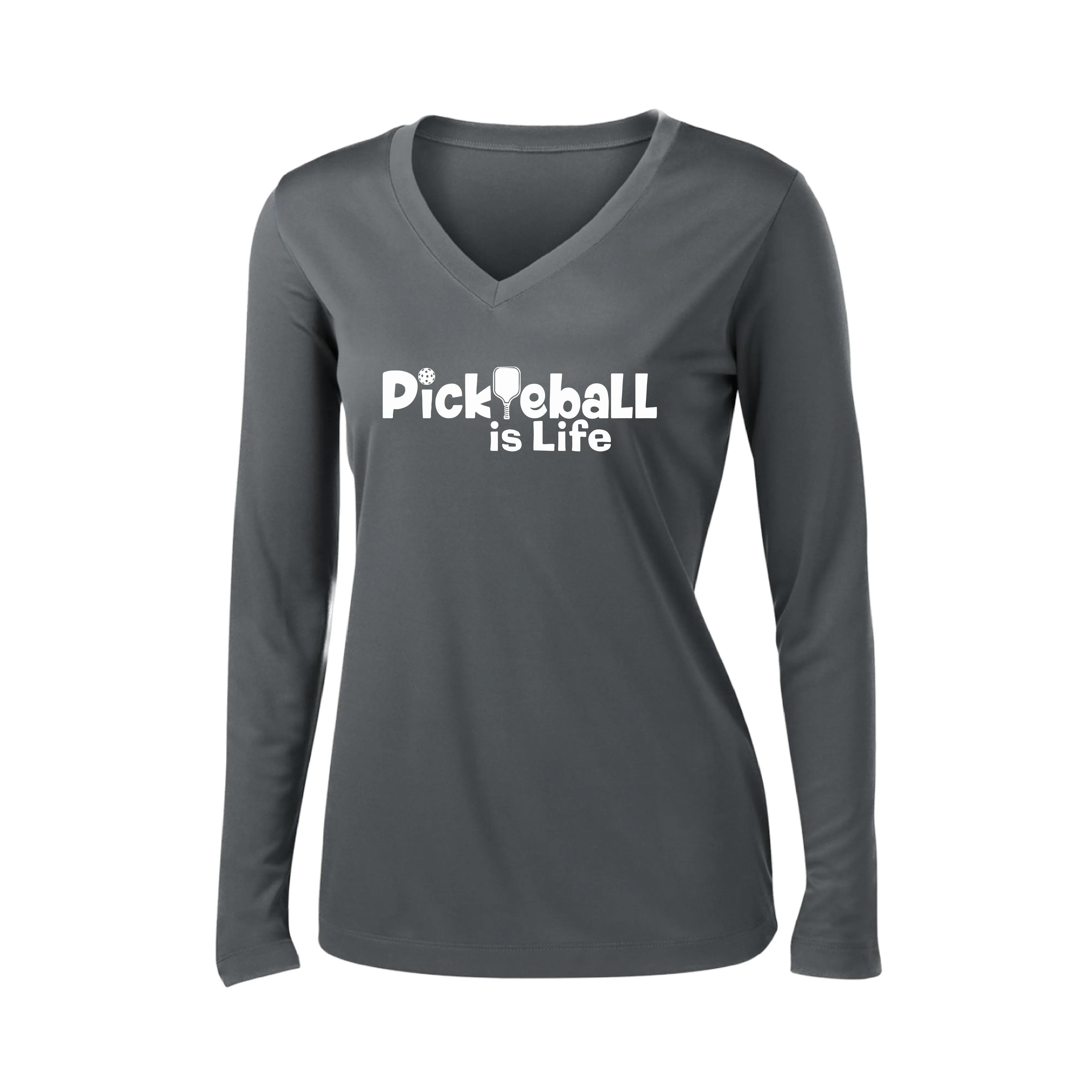 Pickleball Is Life | Women's Long Sleeve V-Neck Pickleball Shirts | 100% Polyester