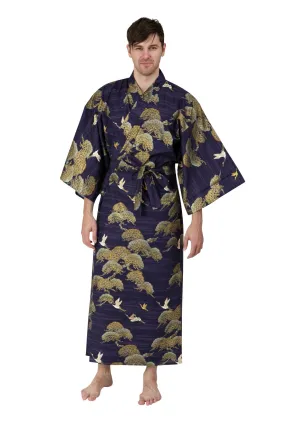 Pines & Cranes Mens Cotton Yukata Plus Size Kimono