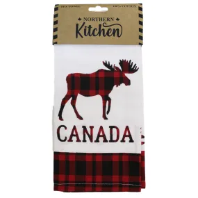 PLAID MOOSE WITH PRINTS TEA TOWEL