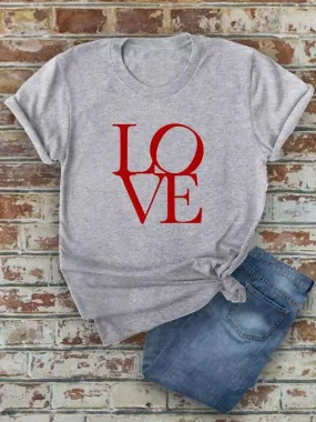 "love" Graphic Tee In Heather Grey