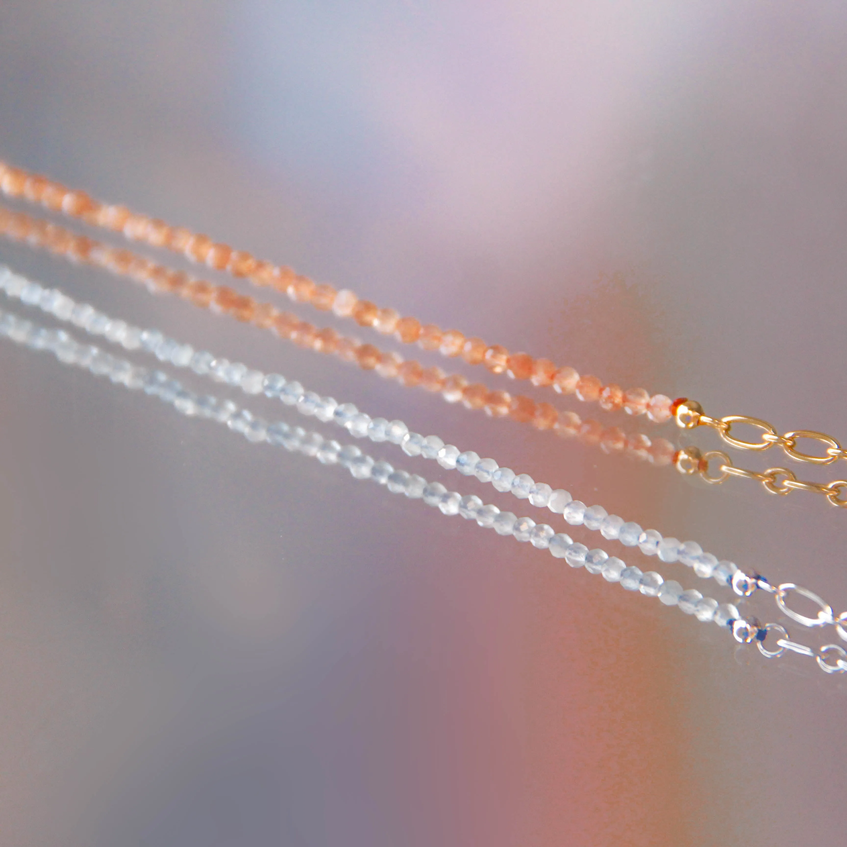 Sunstone Silver Oval Link Necklace Chain