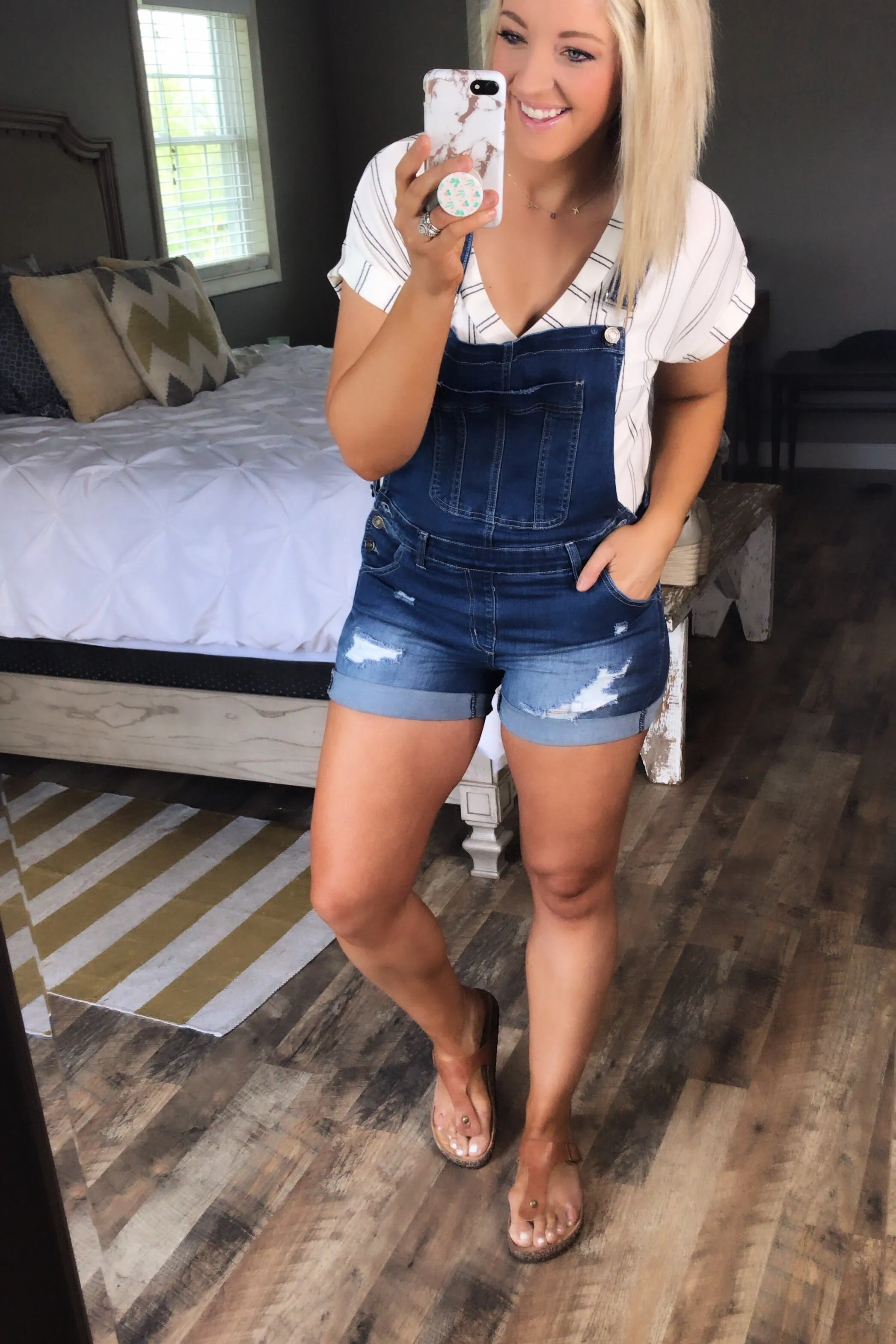 The Gabby's- Distressed Overall Shorts