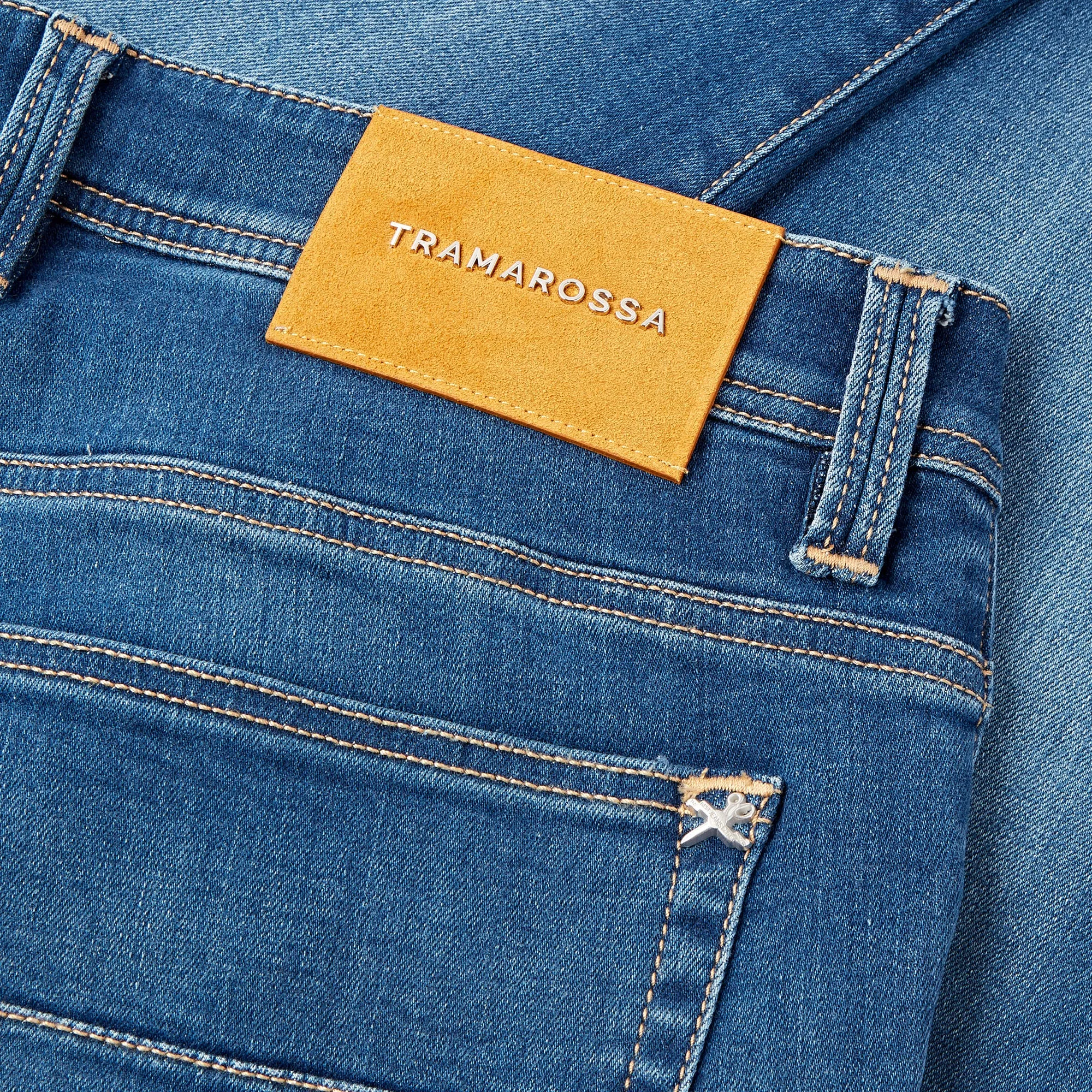 Tramarossa Leonardo Super Stretch 6 Month Yellow Badge Denim Jeans (Blue)