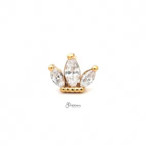 Triple Marquise CZ Set Cartilage Tragus Piercing Earring - Gold