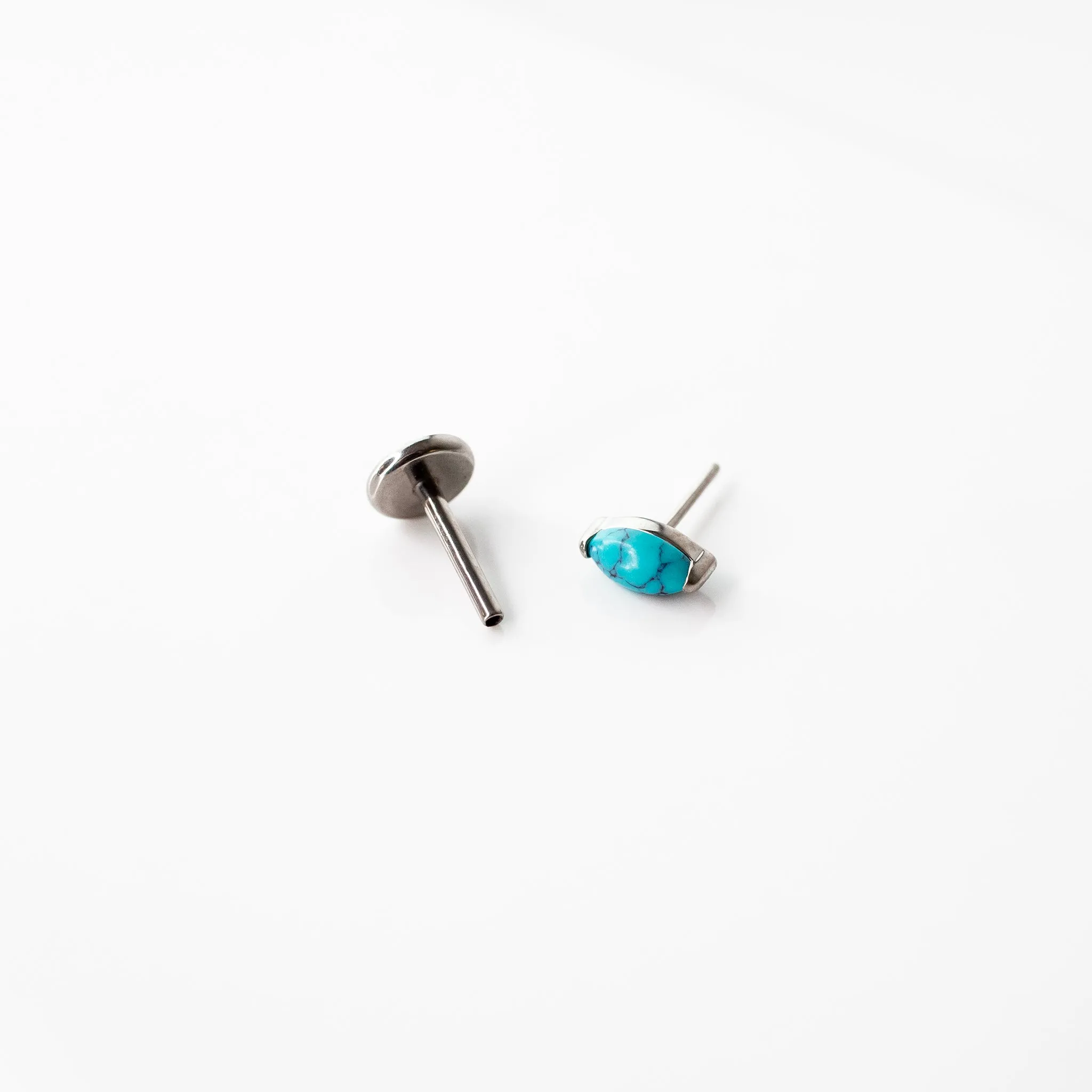 Turquoise Solitaire Marquise Flat Back Earrings