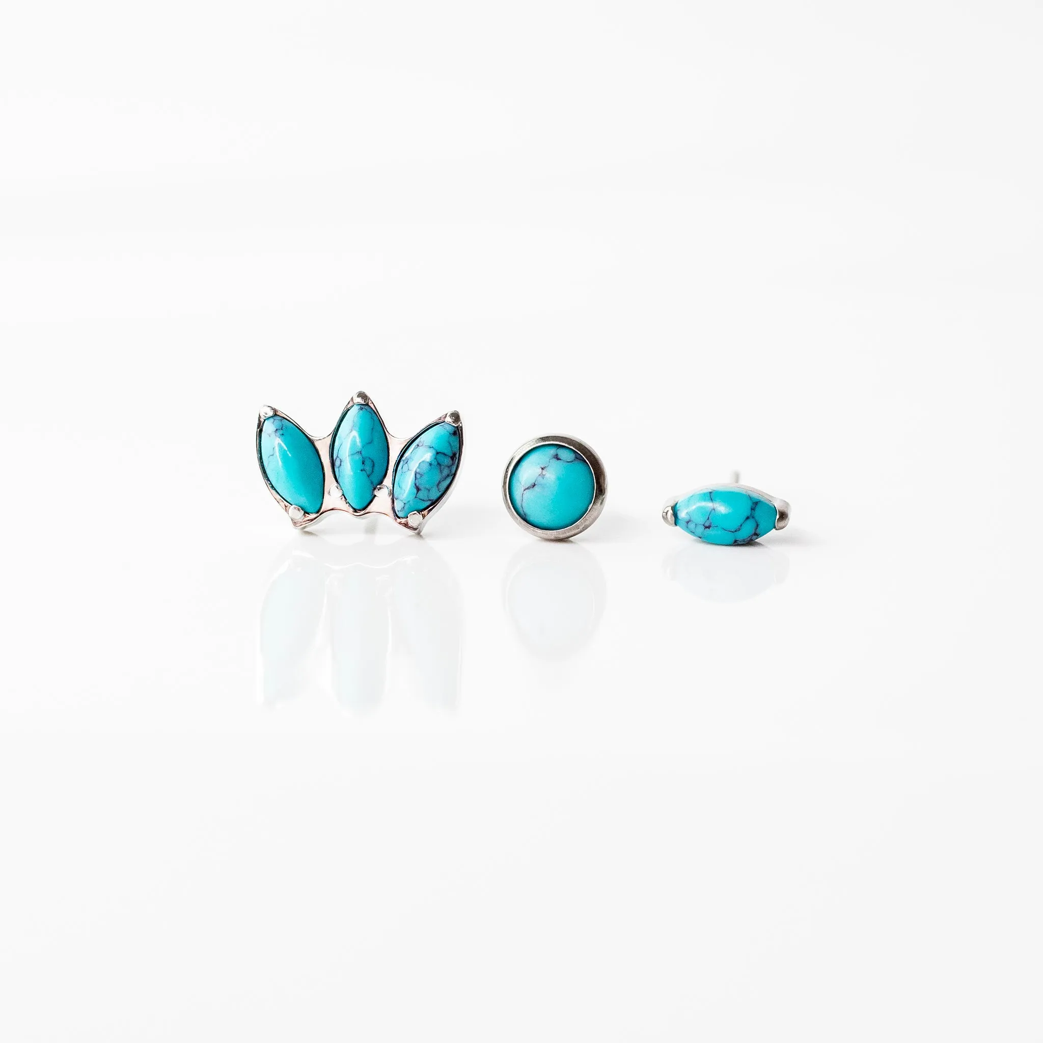 Turquoise Solitaire Marquise Flat Back Earrings