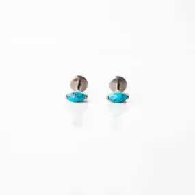 Turquoise Solitaire Marquise Flat Back Earrings