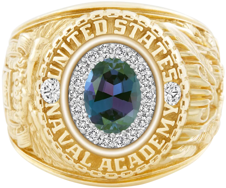 USNA Class Ring Mod™ with Alexandrite Centerpiece and Diamond Dividers