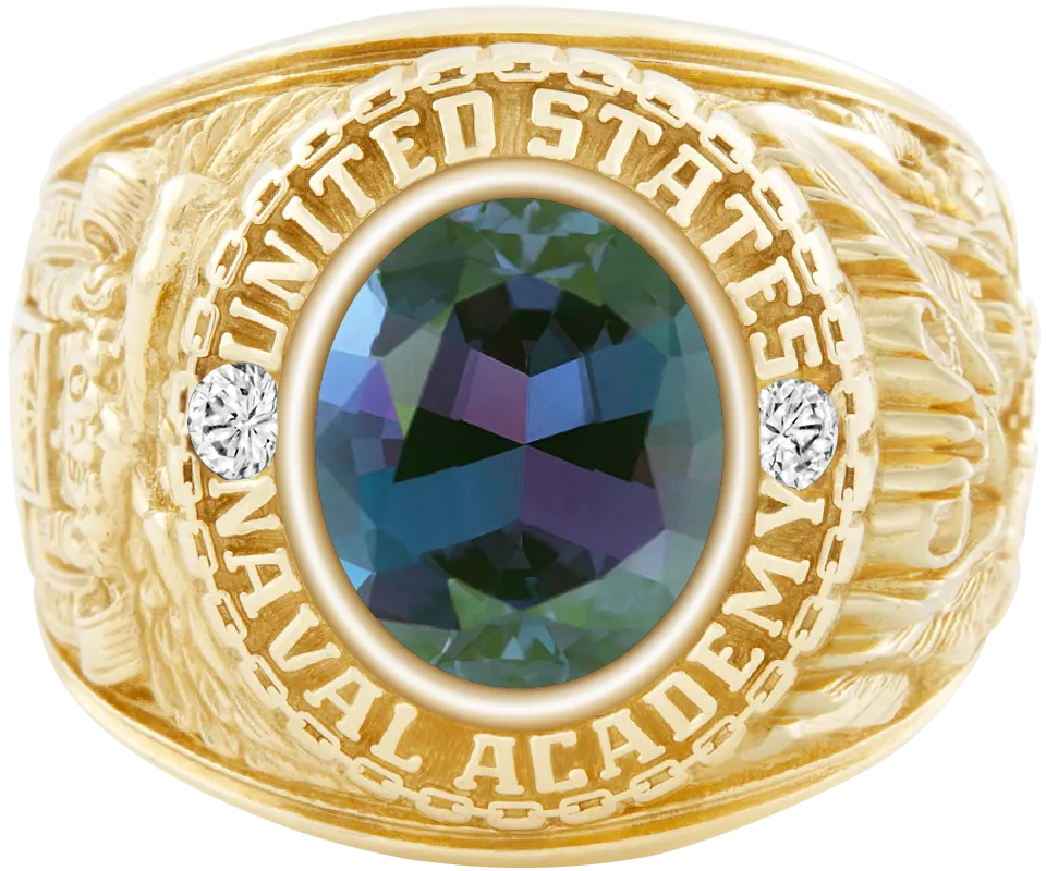 USNA Class Ring Mod™ with Alexandrite Centerpiece and Diamond Dividers