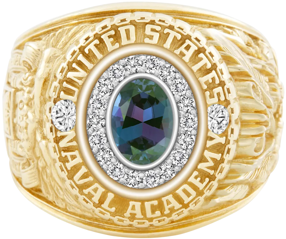 USNA Class Ring Mod™ with Alexandrite Centerpiece and Diamond Dividers