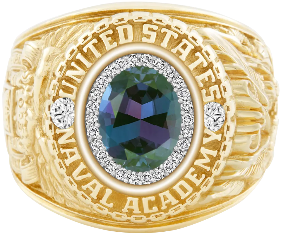 USNA Class Ring Mod™ with Alexandrite Centerpiece and Diamond Dividers