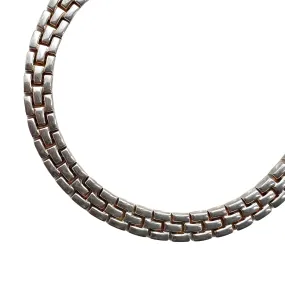 V I N T A G E // slinky like a panther / sterling silver panther link flat necklace / 17, 45g