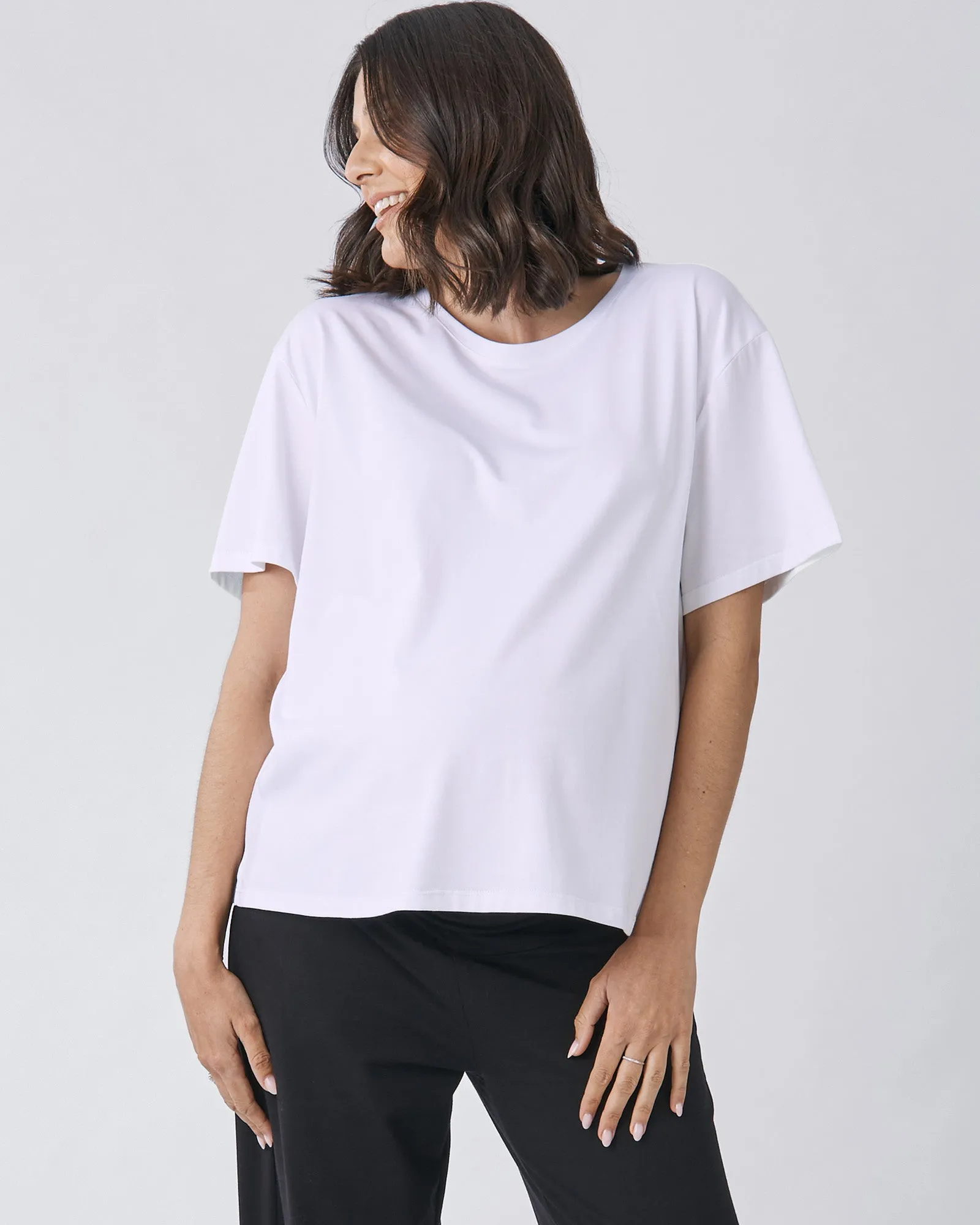 Versatile and Comfortable Maternity Cotton Tee in White